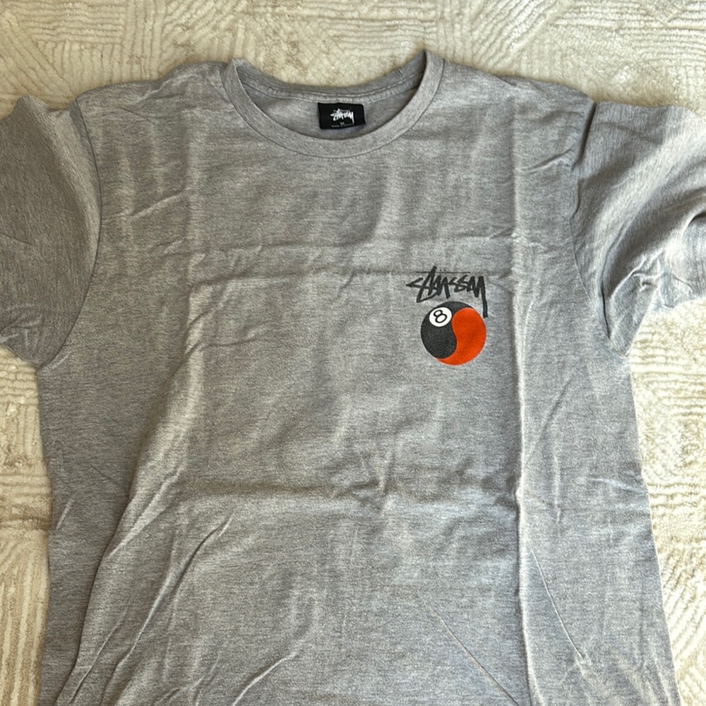 Stussy Gray Short Sleeve Tee with Graphic Design